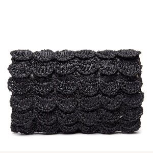 NWT Mar y Sol Lizzie Handmade Raffia Clutch Bag Grey Gray Blue